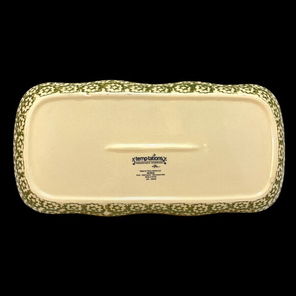 Temptations Soup And Sandwich Tray Bowl Old World Green Floral Pattern - Picture 6 of 8